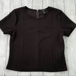 Forever 21 Short Sleeve Black Crop Top Back Zip L